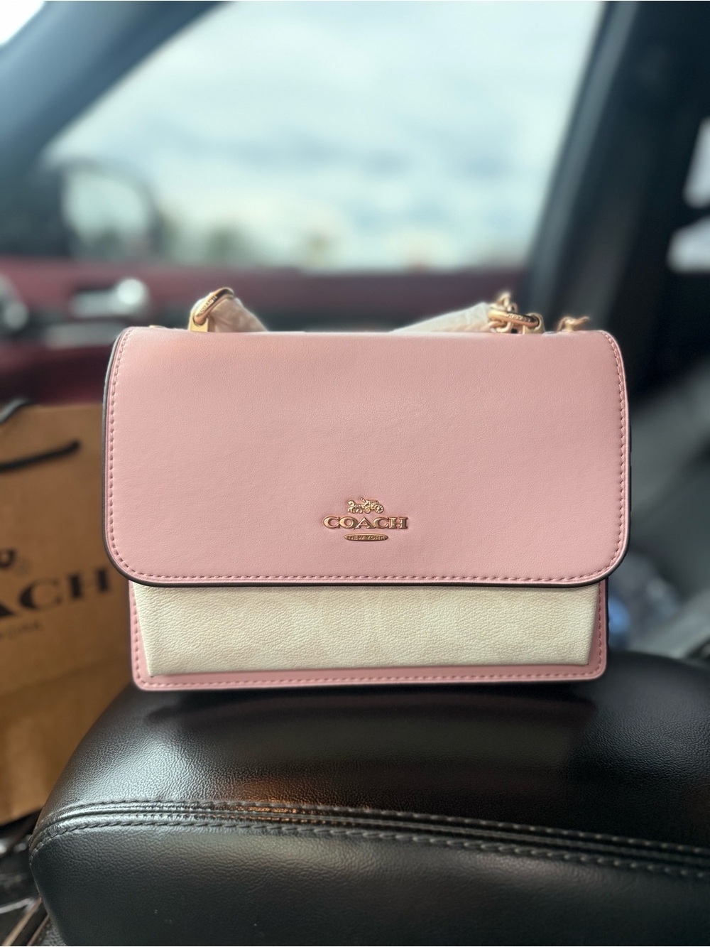 Coach Pink and Cream Leather Shoulder Crossbody